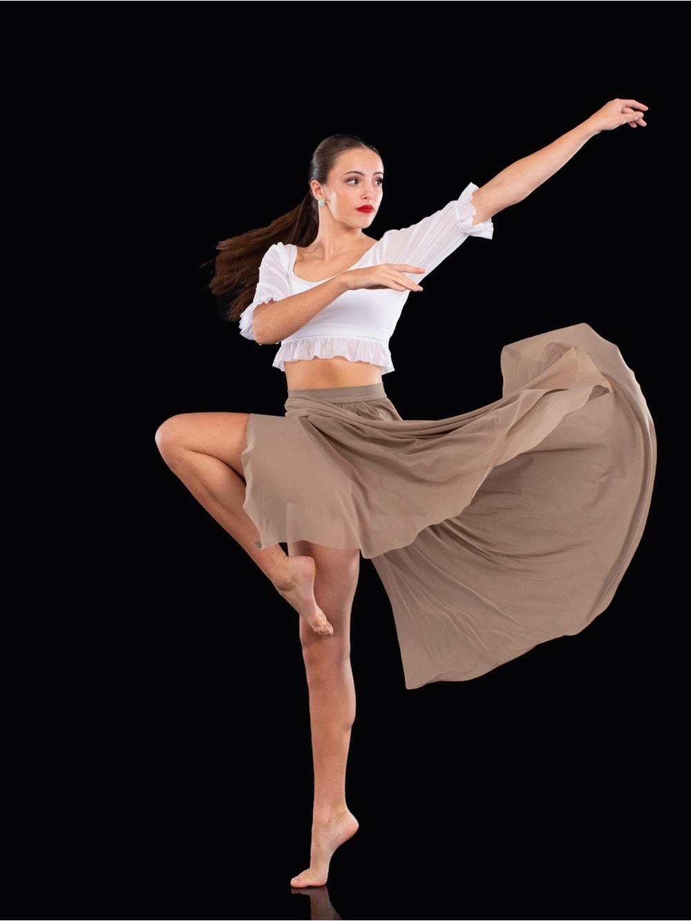 Women’s Taupe Flowing Dance Maxi Skirt